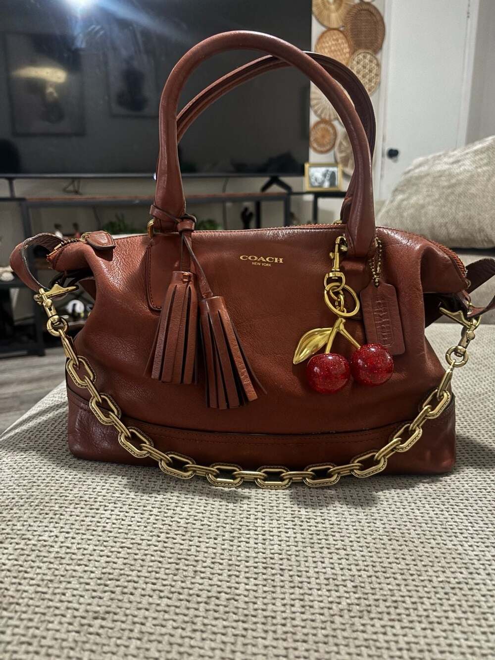 Coach Legacy Molly 21132 Cognac Brown Leather Satchel Shoulder Bag